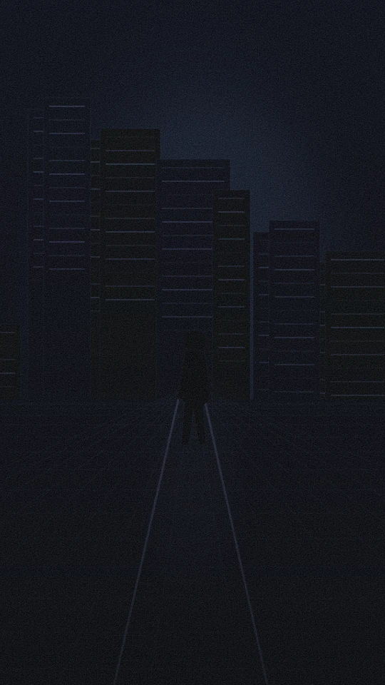 Blue city towers glowing against a dark night sky